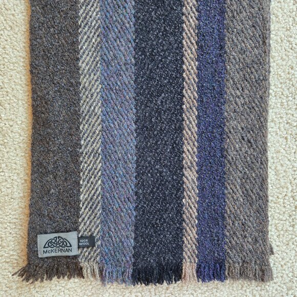 McKernan Accessories - NWOT McKernan Wool Striped Scarf Blue Grey Black Ireland